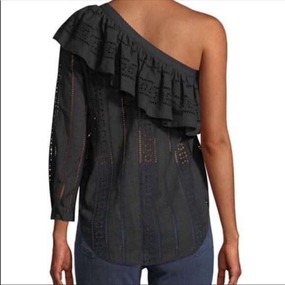 Veronica Beard Cruz Eyelet Top One Shoulder Size 2 - Picture 3 of 5